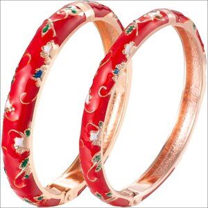 Handcrafted Cloisonne Bangle Bracelets Butterfly Enamel Metal Handcuff Jewelry